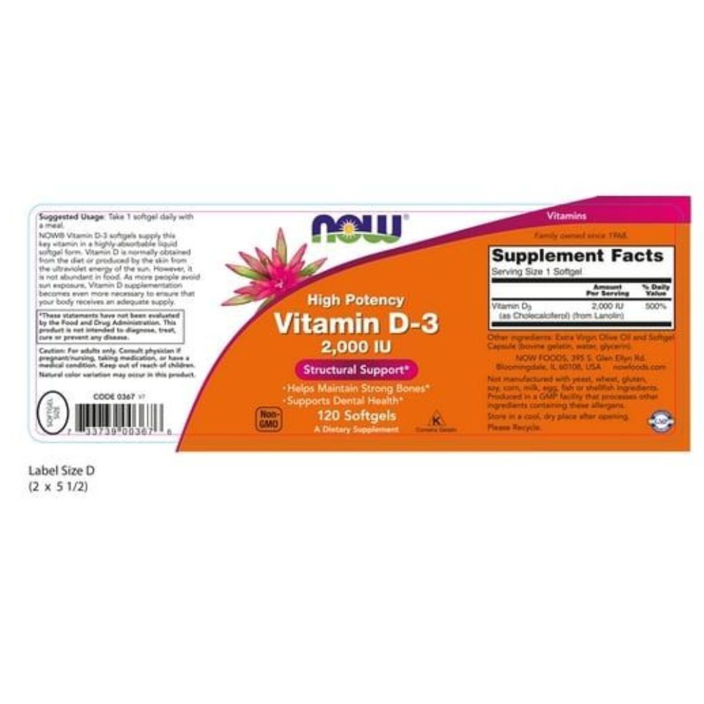 Now Foods Vitamin D3 2000IU 120softgels