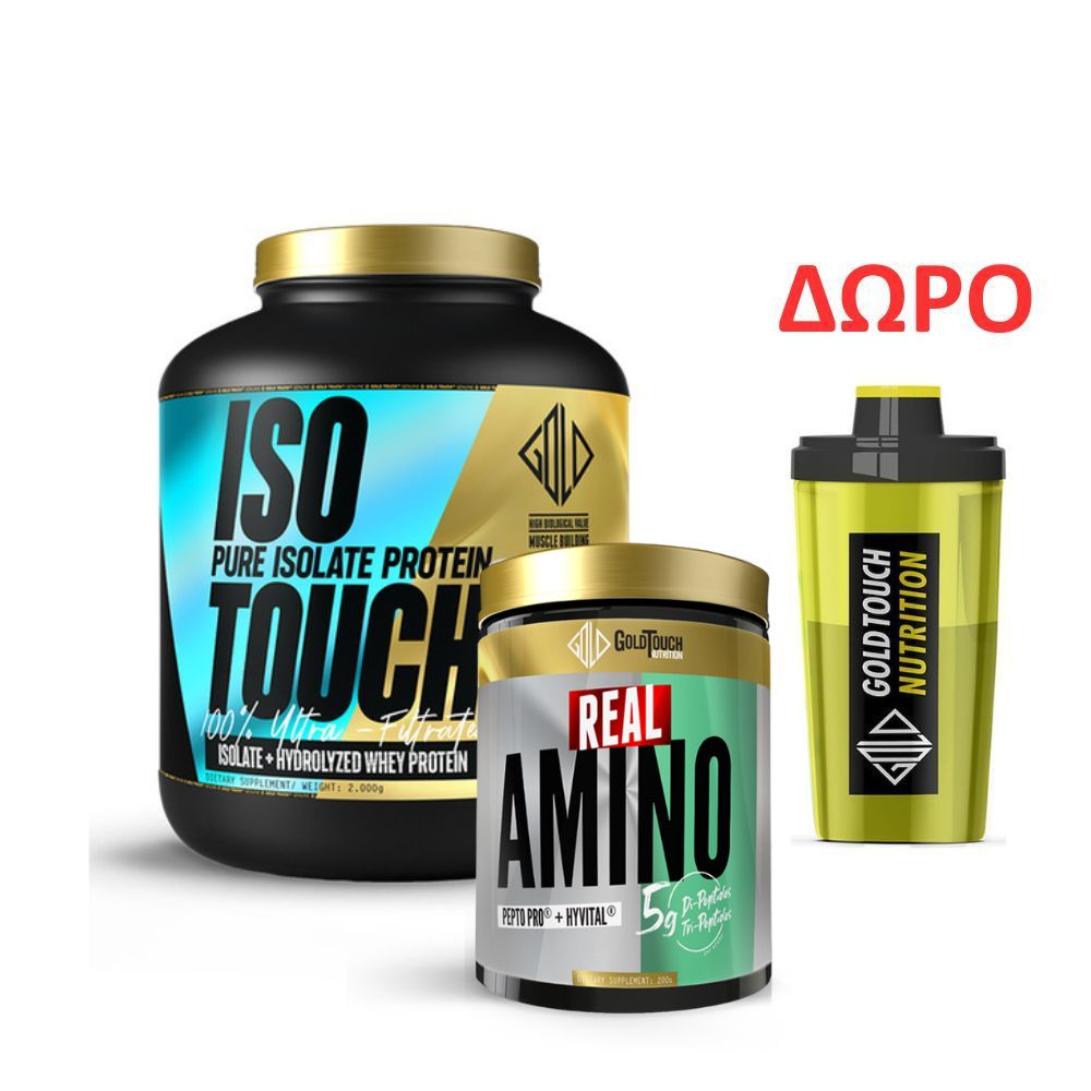 GoldTouch Nutrition Premium Iso Touch 86% 2000gr + Real Amino 200gr + Shaker Πρωτεΐνης 500ml